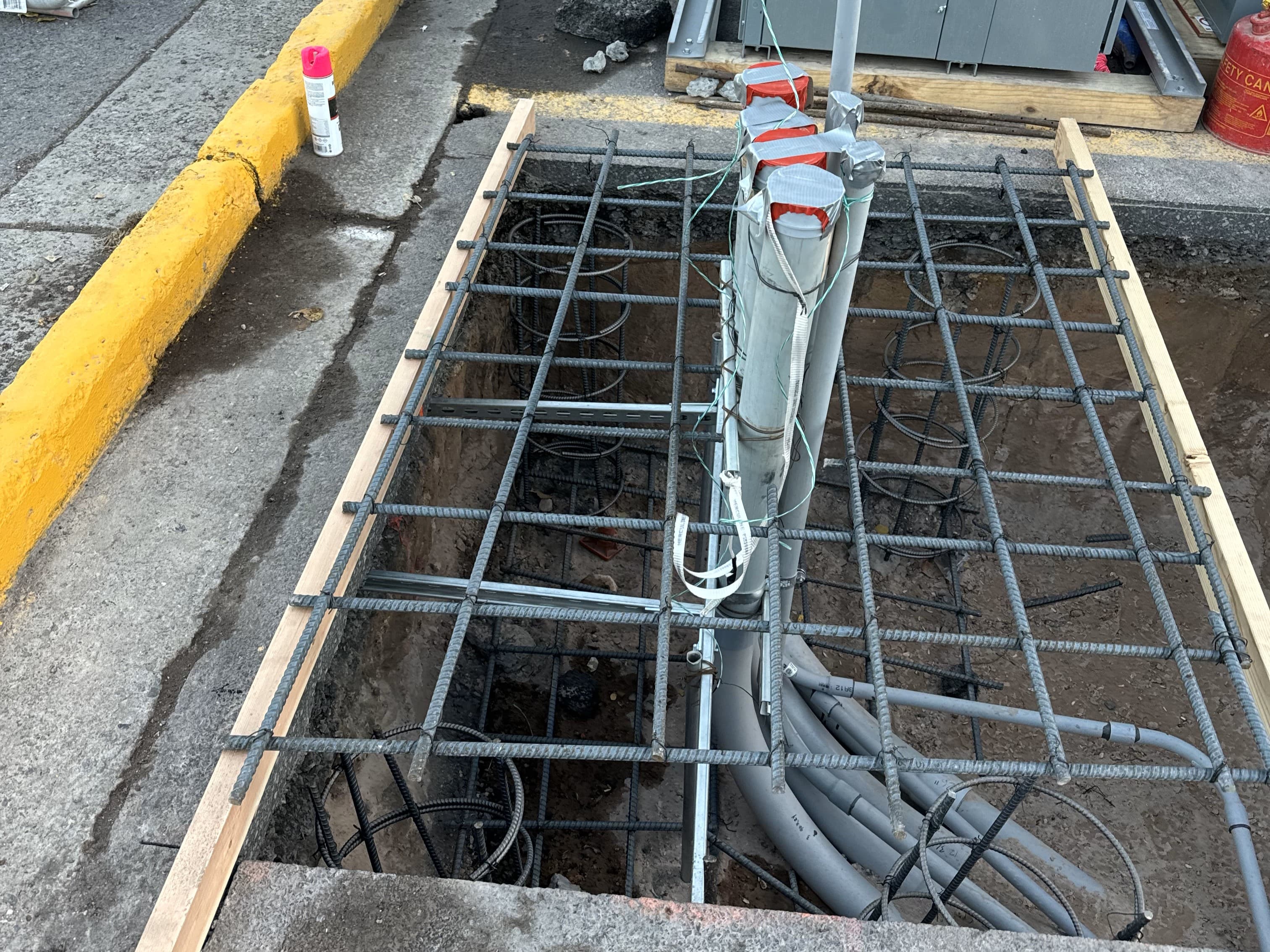 Trench at road crossing